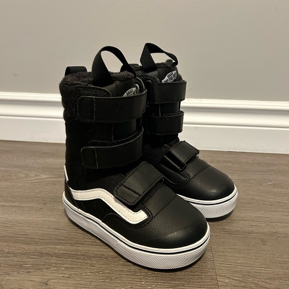 Vans Black and White Kids Snowboard Boots